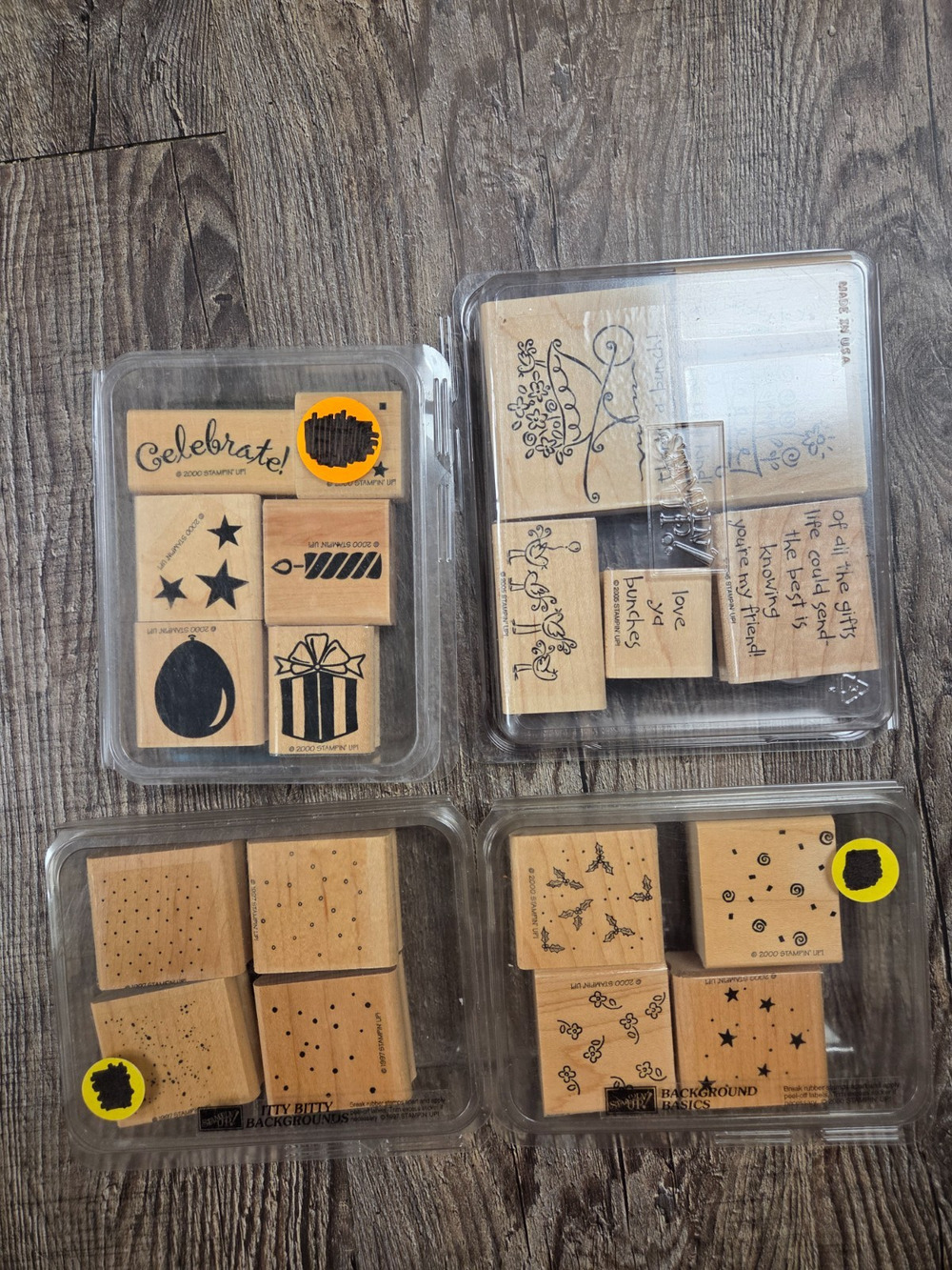 Stampin' Up Vintage Scrapbook Crafting Wood Block Ink Stamps 4 Sets